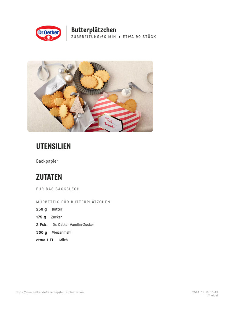 Butterplätzchen Rezept - Dr. Oetker | PDF
