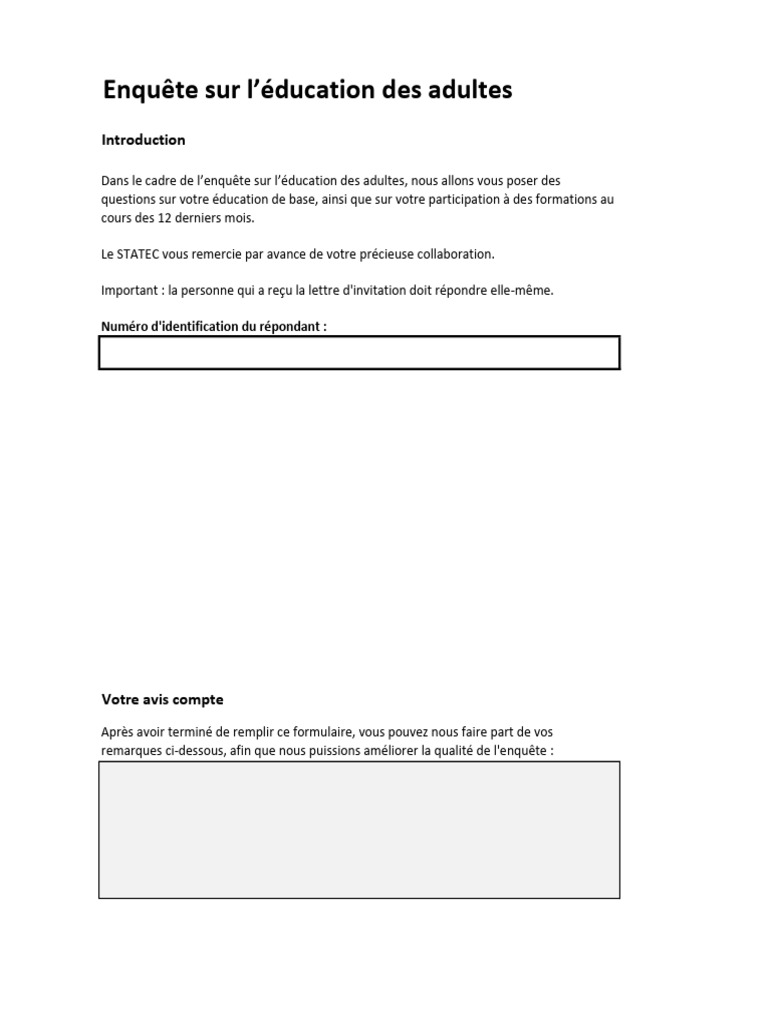 Aes Questionnaire FR 2022 Version Papier | PDF | Enseignement ...