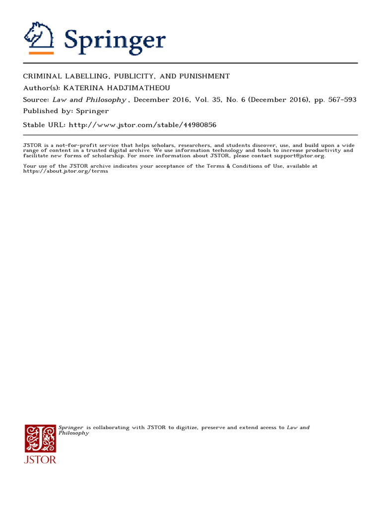 Criminal Labelling, Publicity, and Punishment | PDF | Scholarly ...