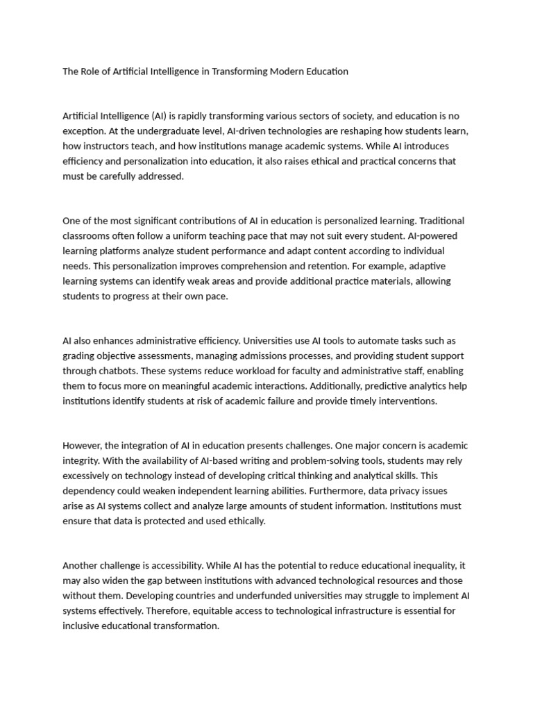 The Role of Artificial Intelligence in Transforming Modern Education ...