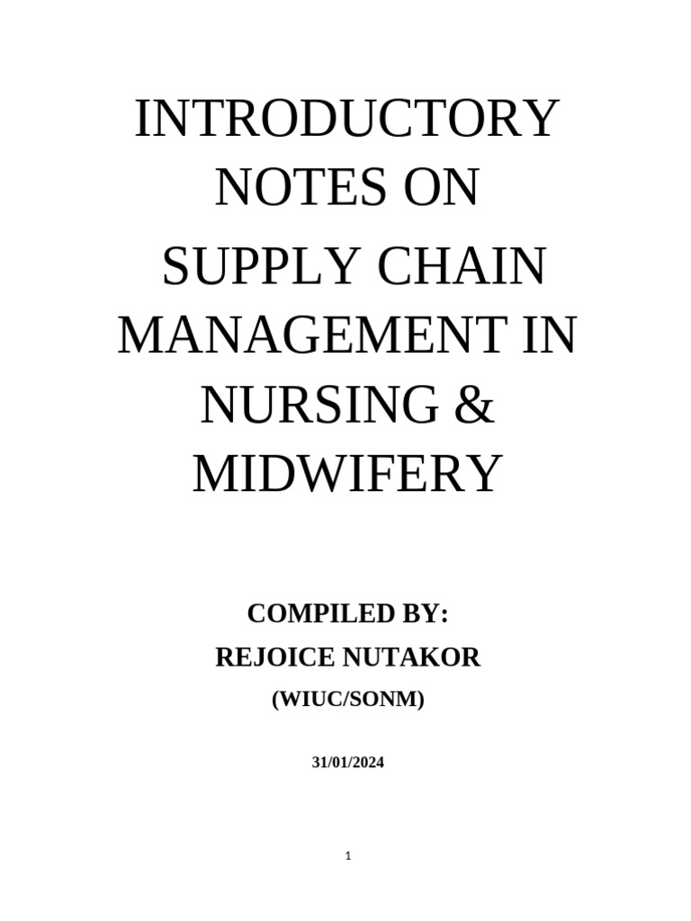 Introductory Notes On Supply Chain Management... | PDF | Supply Chain ...