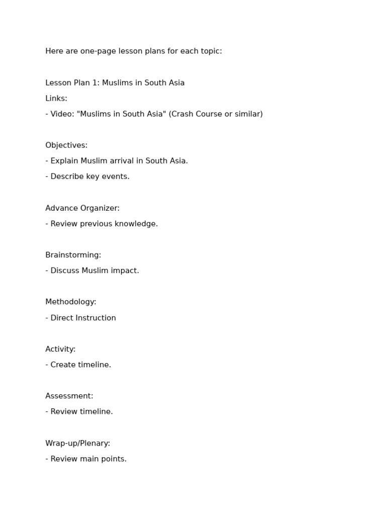 Chapter 4 Lesson Plan History 7 | PDF | Lesson Plan