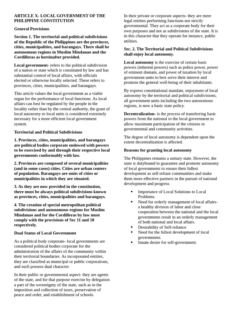 Article 10 Local Government | PDF | Autonomy | Government