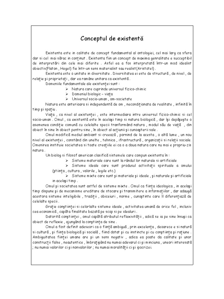 Curs 3 - Conceptul de Existenta | PDF