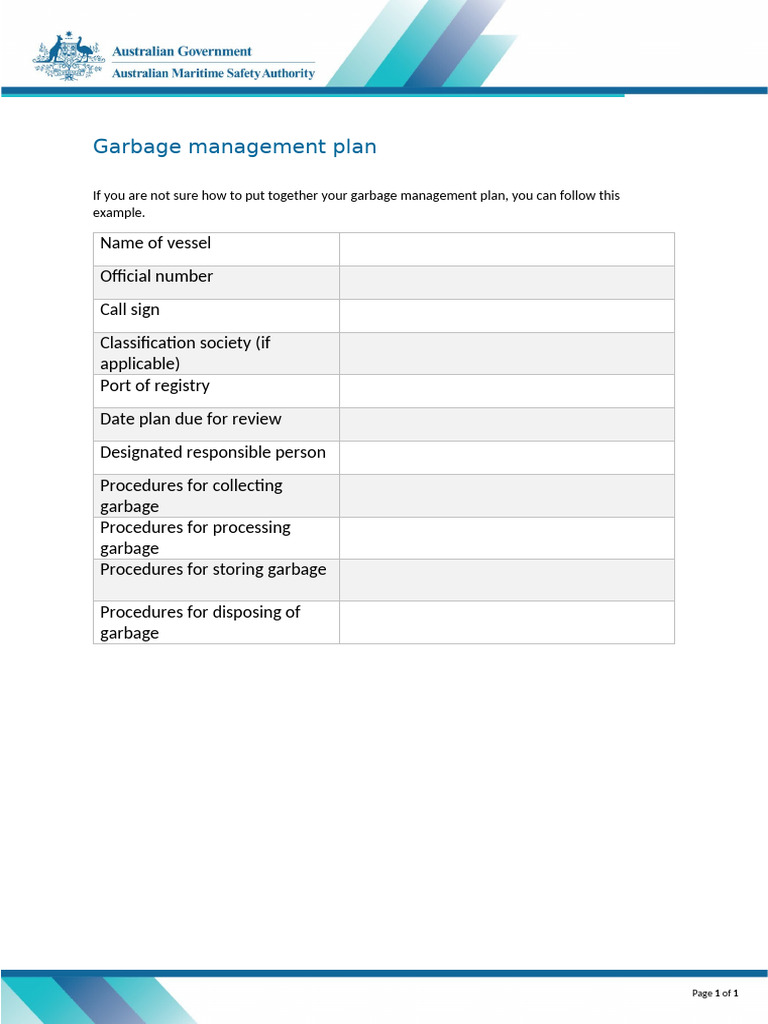 Garbage Management Plan Example | PDF