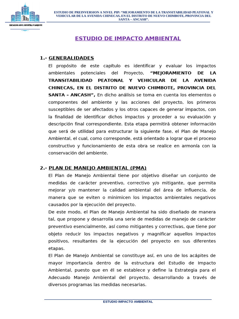 2.estudio de Impacto Ambiental | PDF | Entorno natural | Evaluación de ...