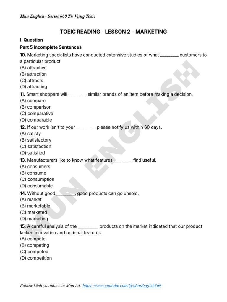 Toeic Reading - Lesson 2 | PDF