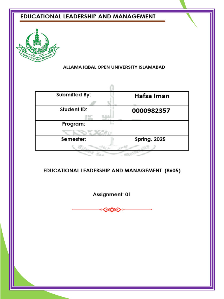 8605-1 Hafsa Iman | PDF | Leadership | Social Psychology