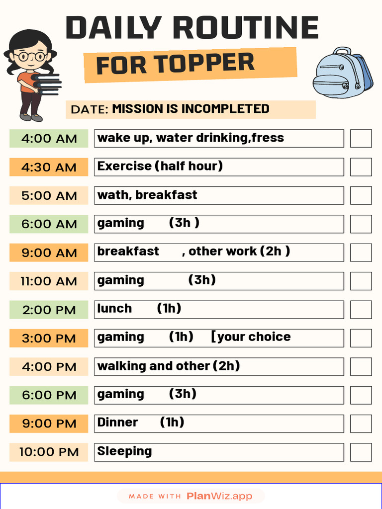 PlanWiz Student Daily Routine Organization Planner | PDF