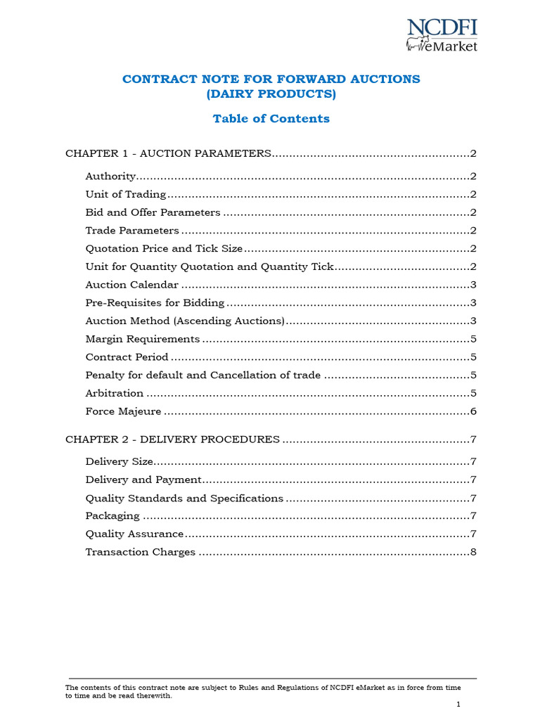 Contract Note Dairy Forward | PDF | Auction | Economies