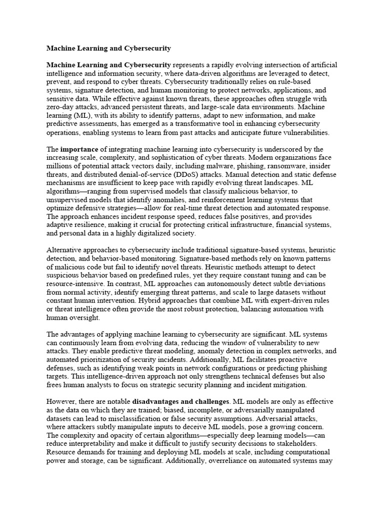 Machine Learning and Cybersecurity | PDF | Machine Learning | Security