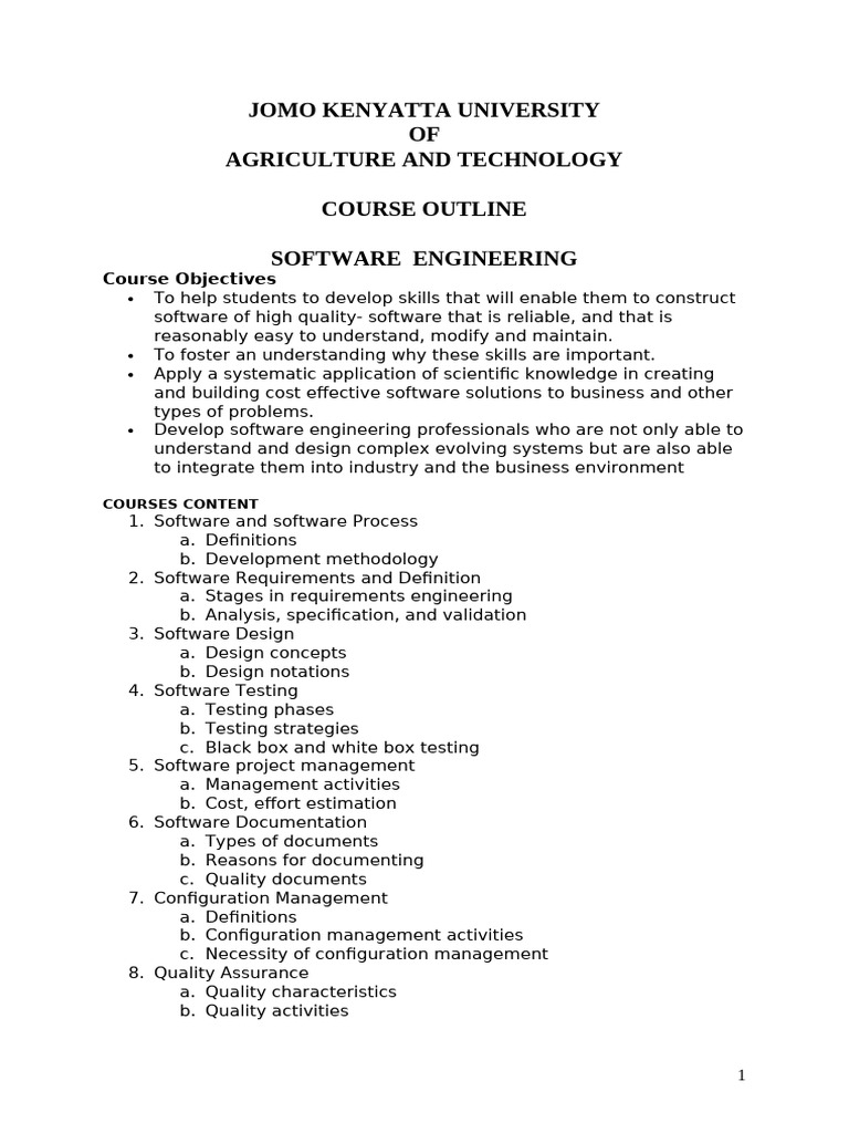 1a SE Course Outline | PDF