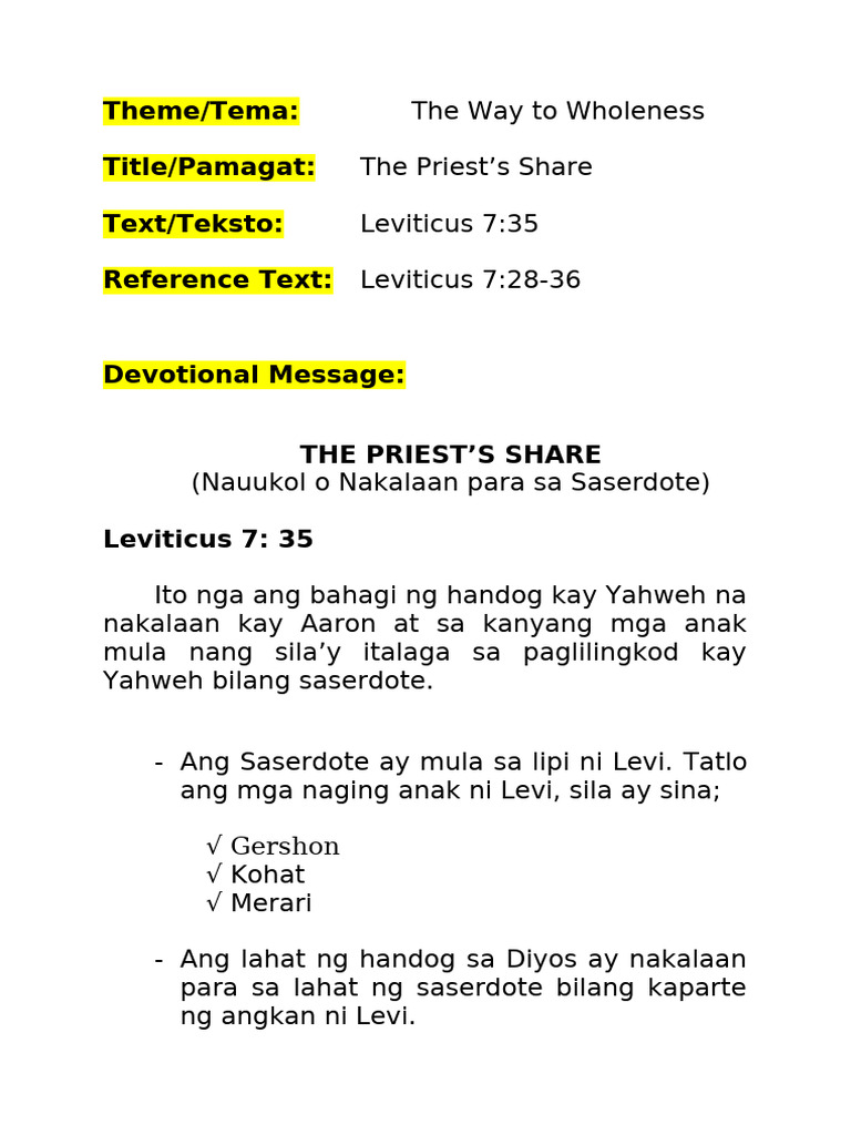 November 27 Devotional Outline | PDF