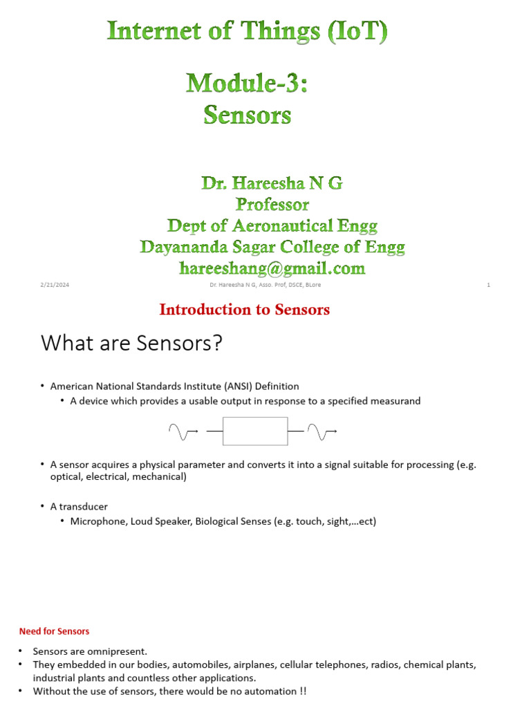 Module 3 - Sensors | PDF