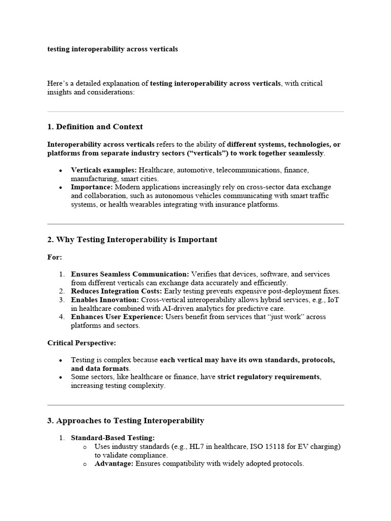 Testing Interoperability Across Verticals | PDF | Interoperability ...
