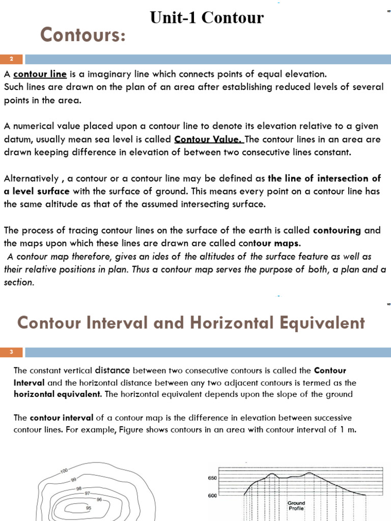 Unit-1 Contour Notes | PDF | Contour Line | Earth Sciences