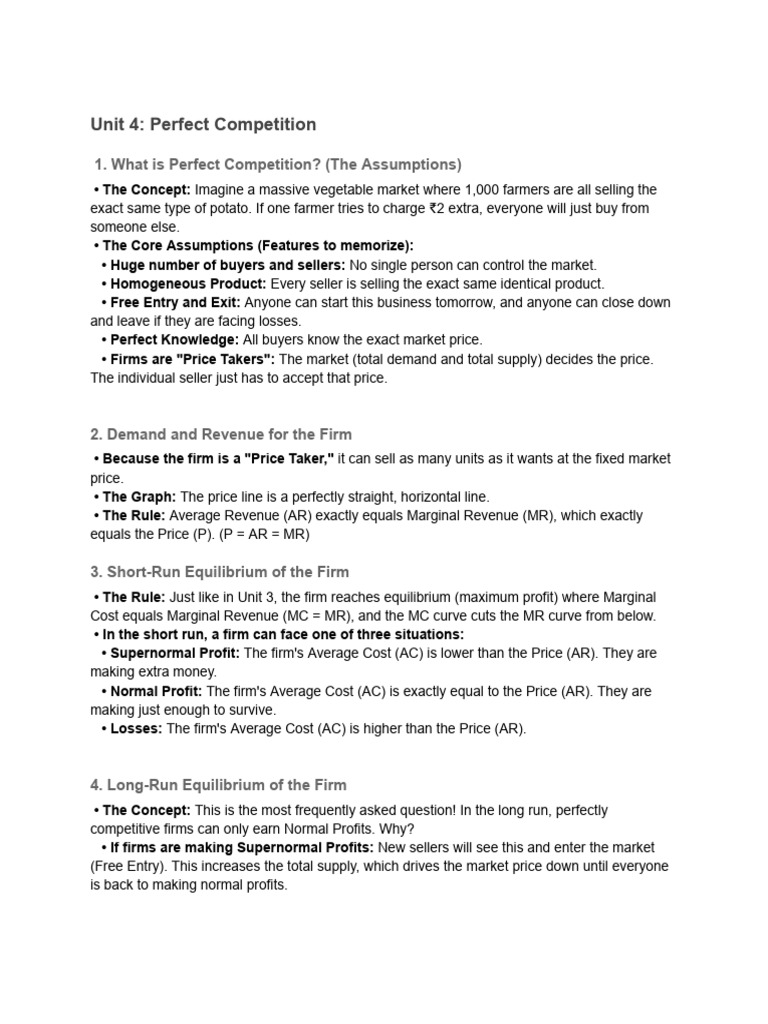 Unit 4 - Perfect Competition | PDF | Perfect Competition | Average Cost
