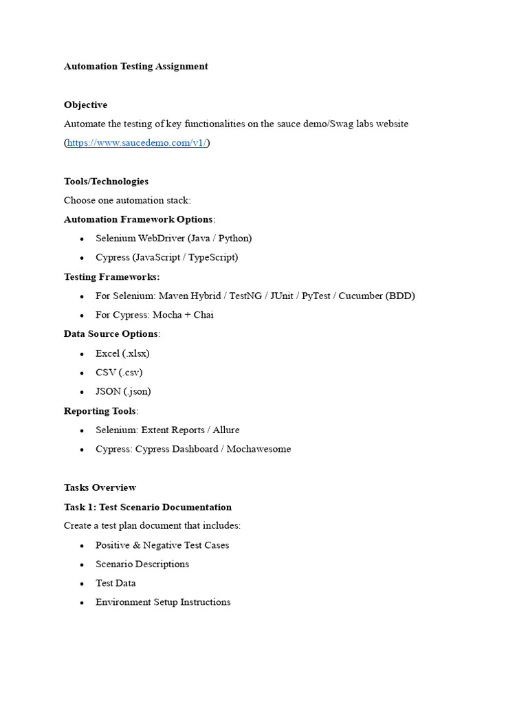New Automation Testing Assignment | PDF