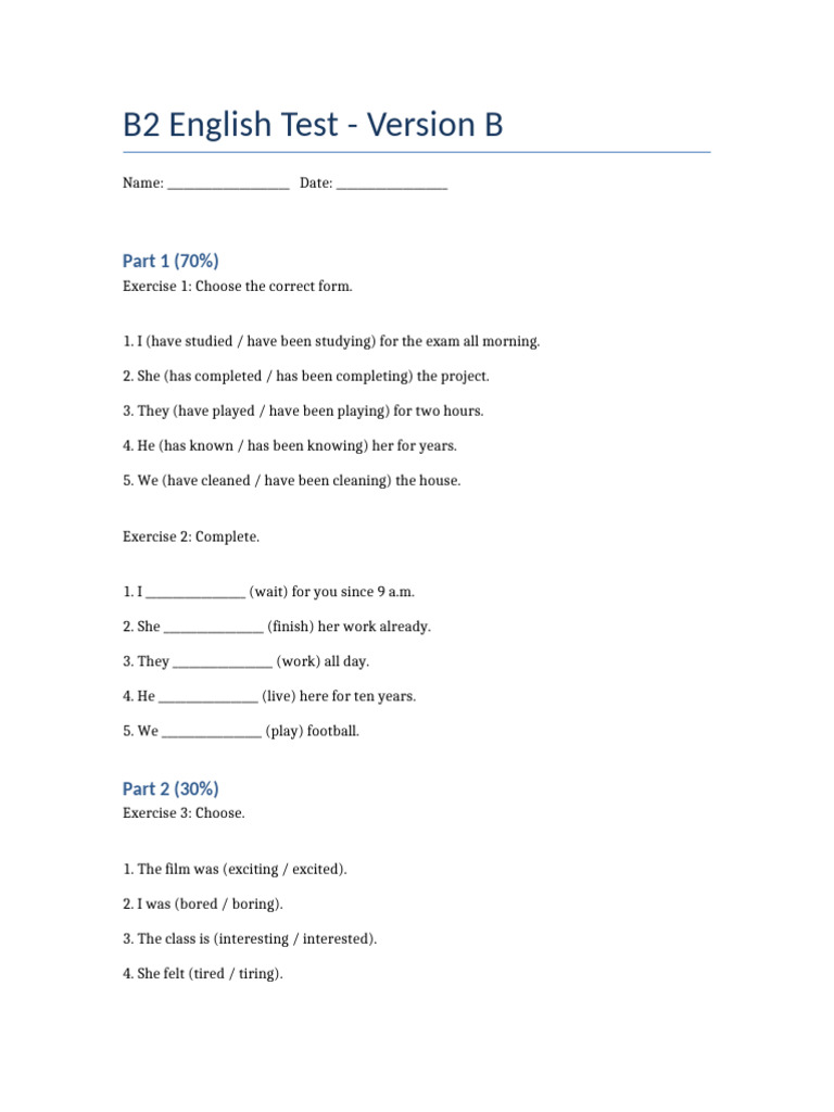 B2 Test Version B | PDF