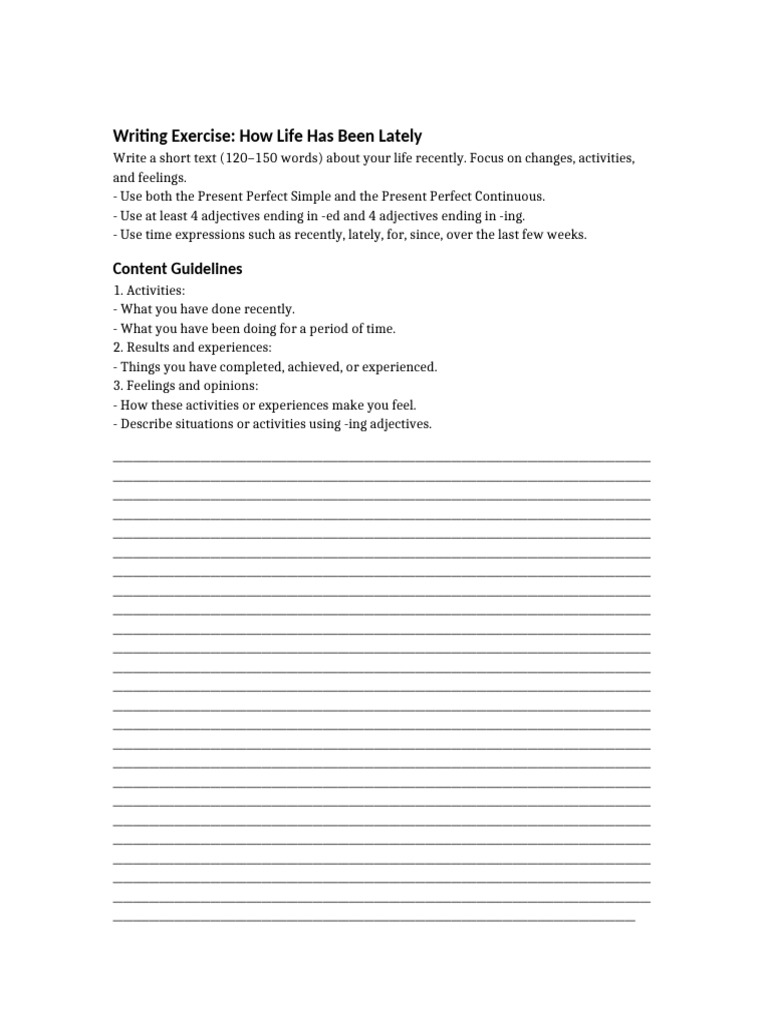 Writing Exercise Present Perfect | PDF