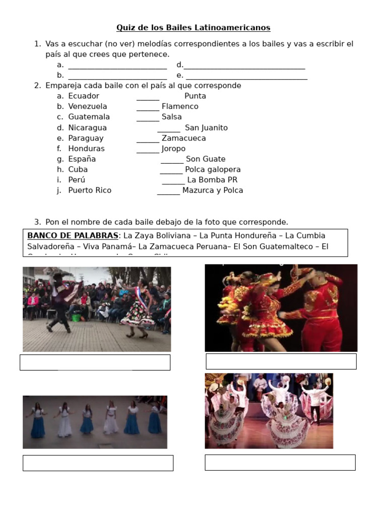 Quiz Bailes Latinoamericanos 1 | PDF