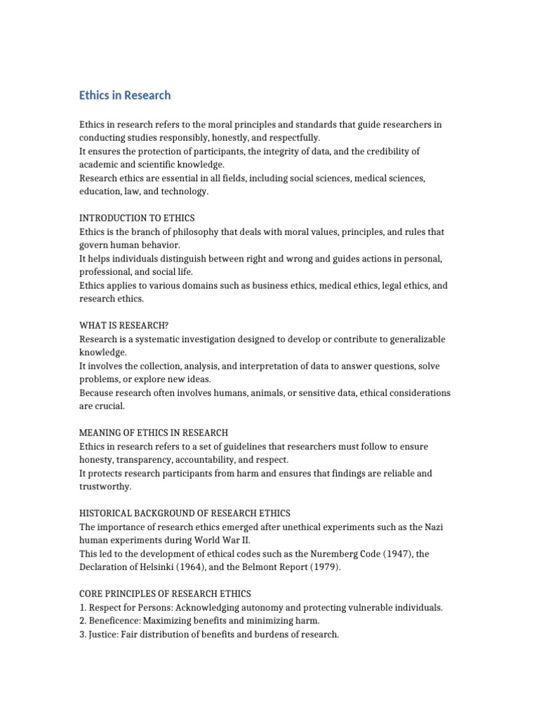 Ethics in Research Assignment | PDF | Institutional Review Board ...