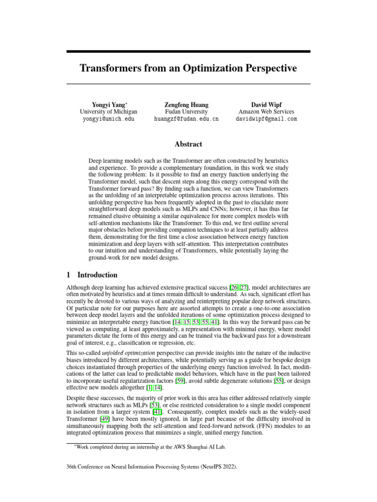 Transformers From An Optimization Perspective | PDF | Mathematical ...