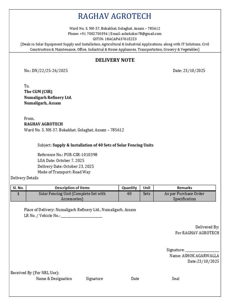 Delivery Note | PDF