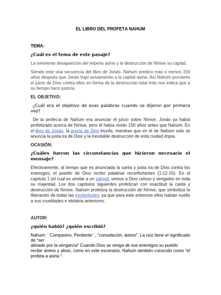 El Libro Del Profeta Nahum, Musse, Homiletica, Brian | PDF | Doce ...
