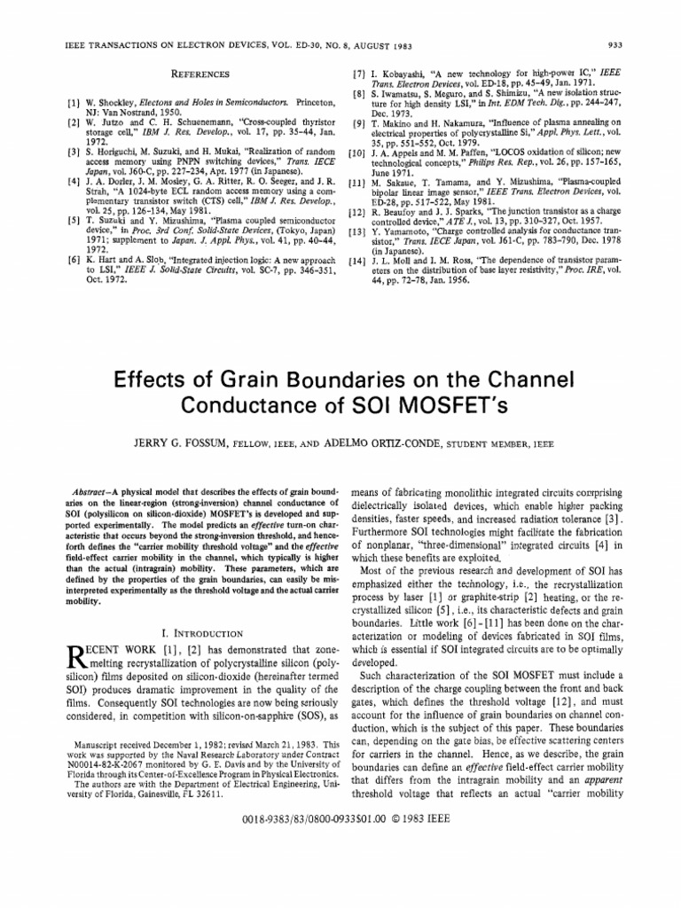 1983-Effects of Grain Boundaries On The Channel | PDF | Field Effect ...