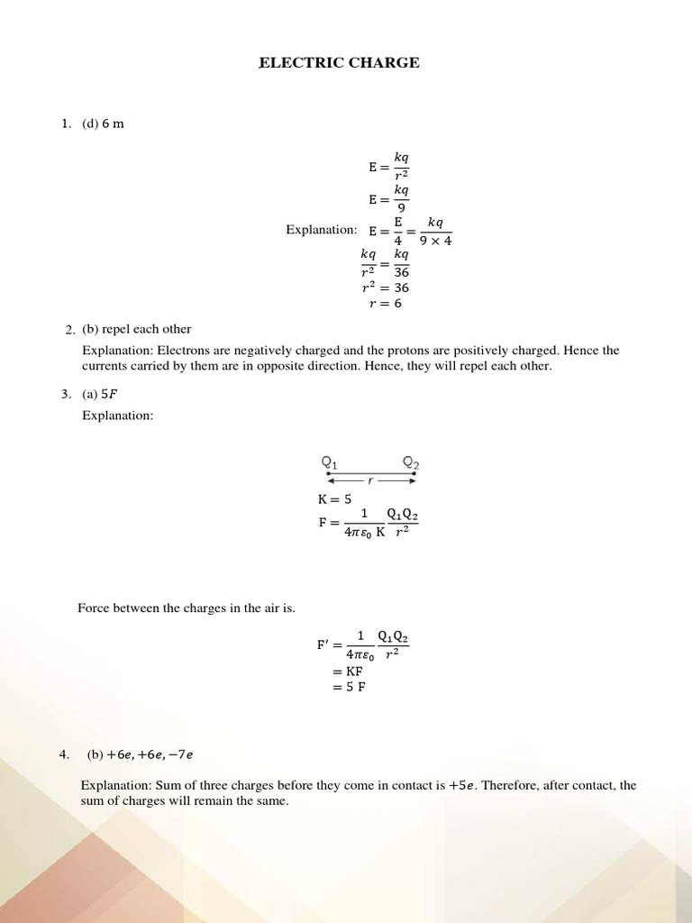 Electric Charges and Field PYQ Solution | PDF | Electric Field | Flux