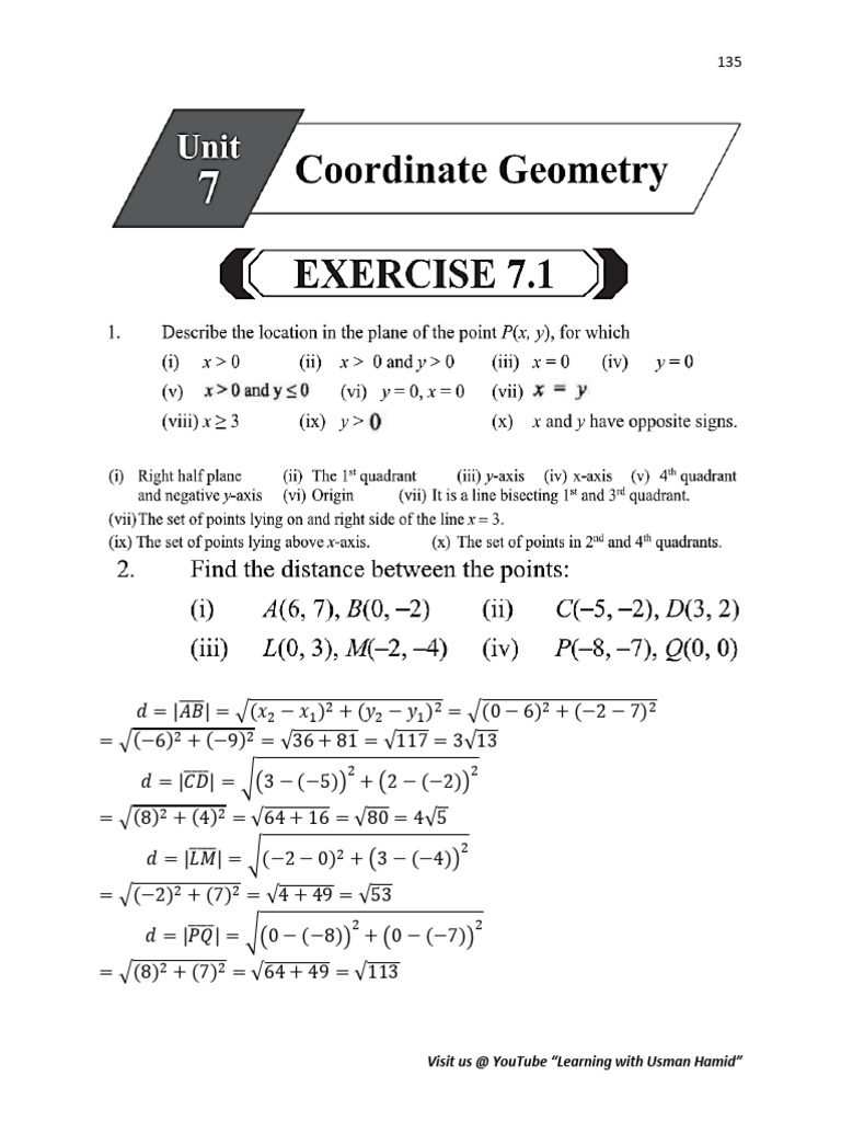 Math9 PCTB Sol Unit07 Usman Hamid | PDF | Slope | Elementary Mathematics