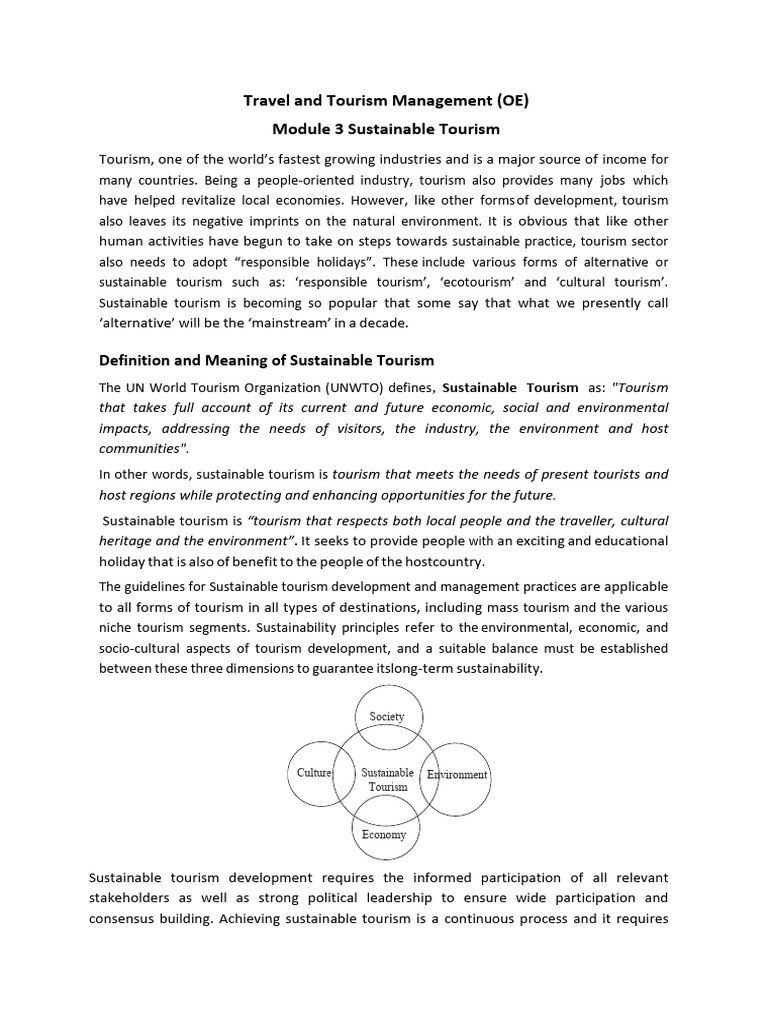 Module 3 Sustainable Tourism | PDF | Tourism | Sustainability