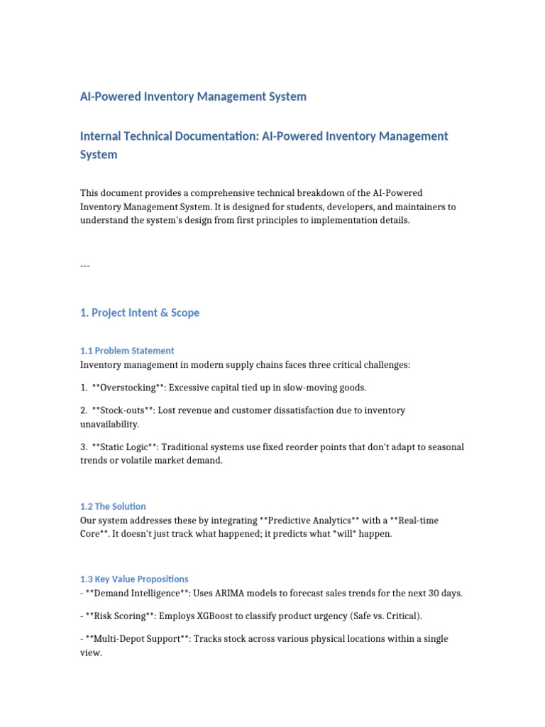 AI Powered Inventory Management System Documentation | PDF | Inventory ...