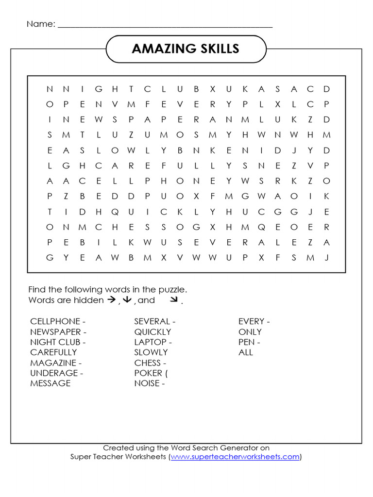 Amazing Skills | PDF | Word Search | Linguistics