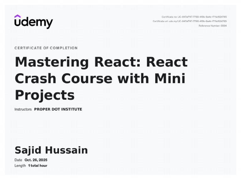 React Certificate | PDF