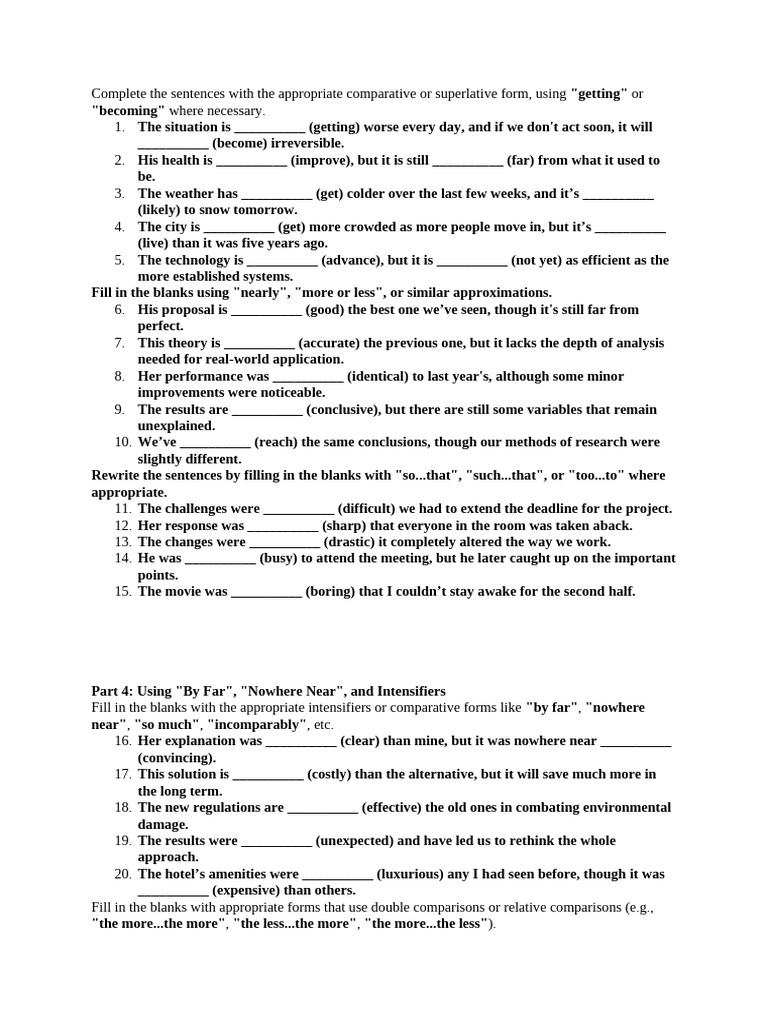 COmparatives Practice Advanced | PDF