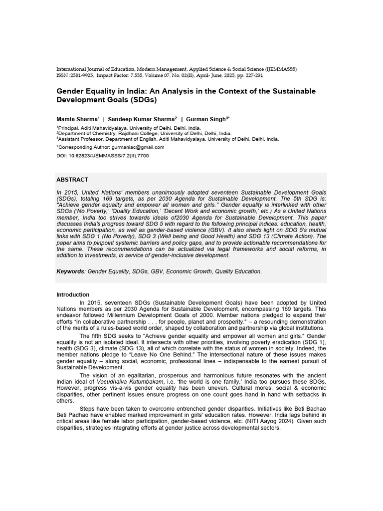 An Analysis in The Context of The Sustainable Development Goals | PDF ...