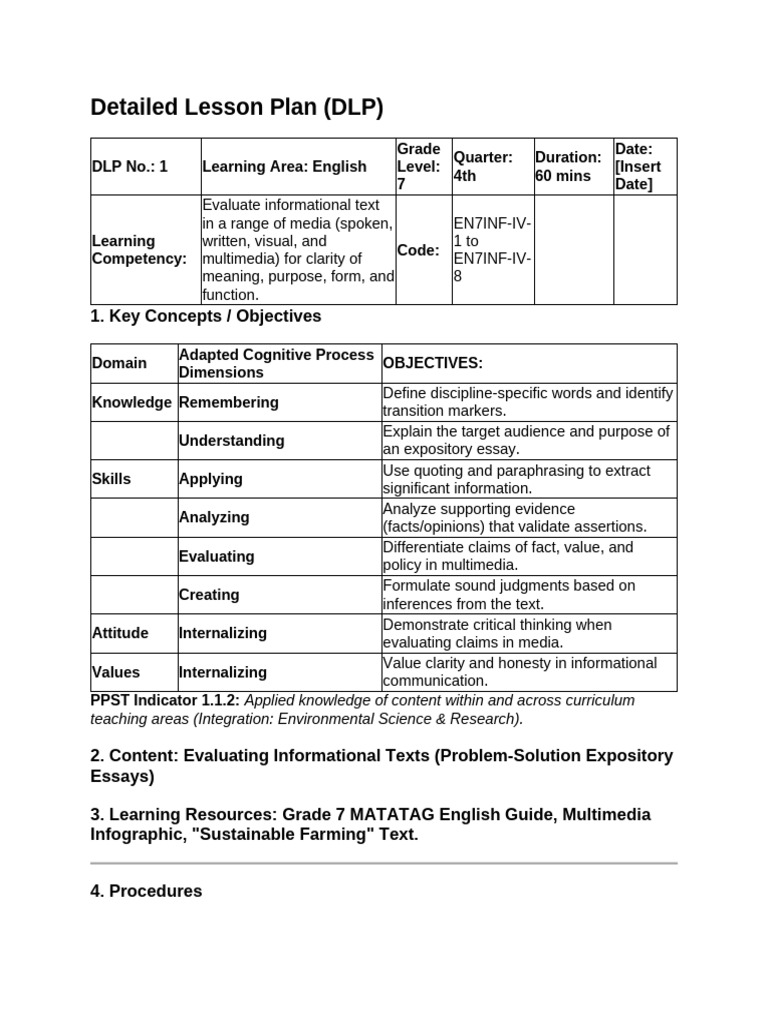 Detailed Lesson Plan 4 | PDF | Learning | Multimedia