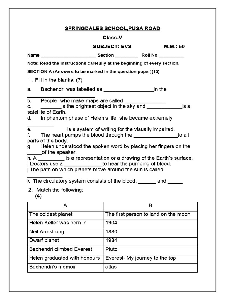 EVS 2025 Sample Paper Term 1 | PDF | Astronomy | Planetary Science