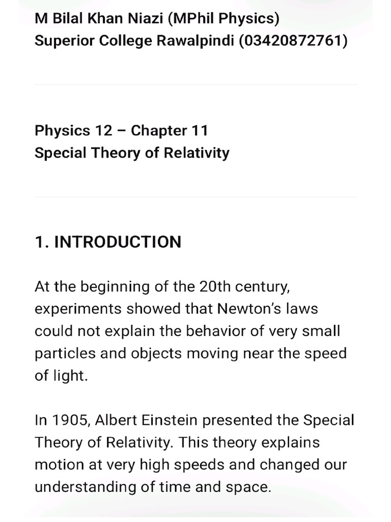 Phy 11 Chapter 11 Relativity | PDF