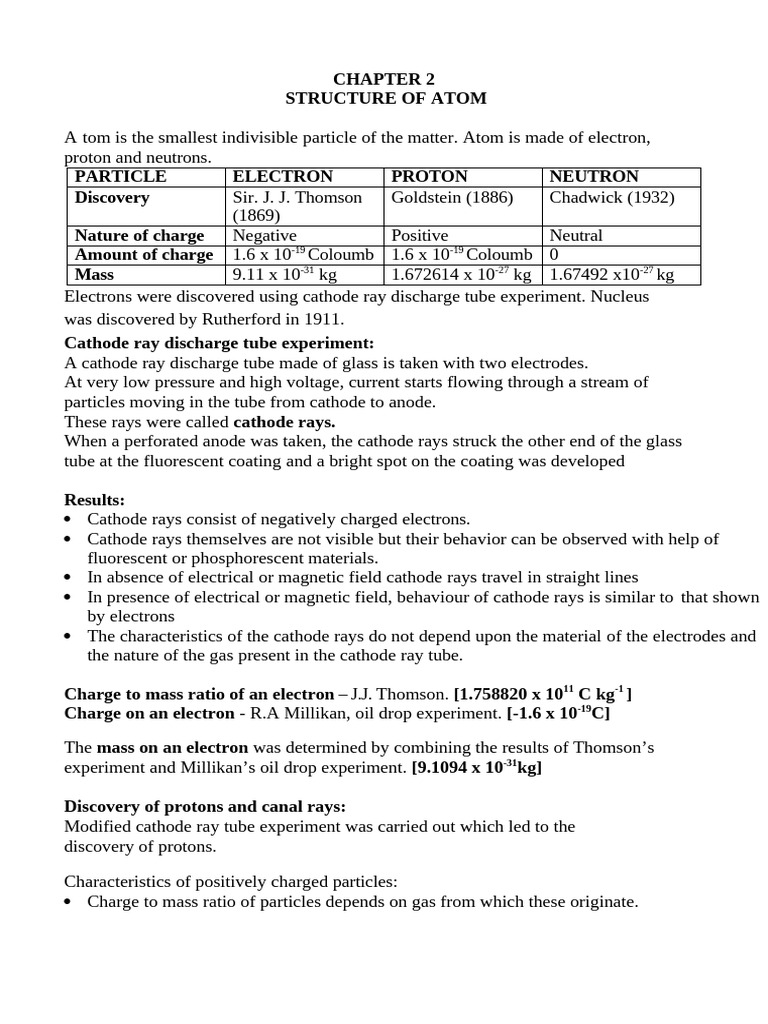 Chap 2. Structure of Atom | PDF | Atomic Orbital | Electromagnetic ...