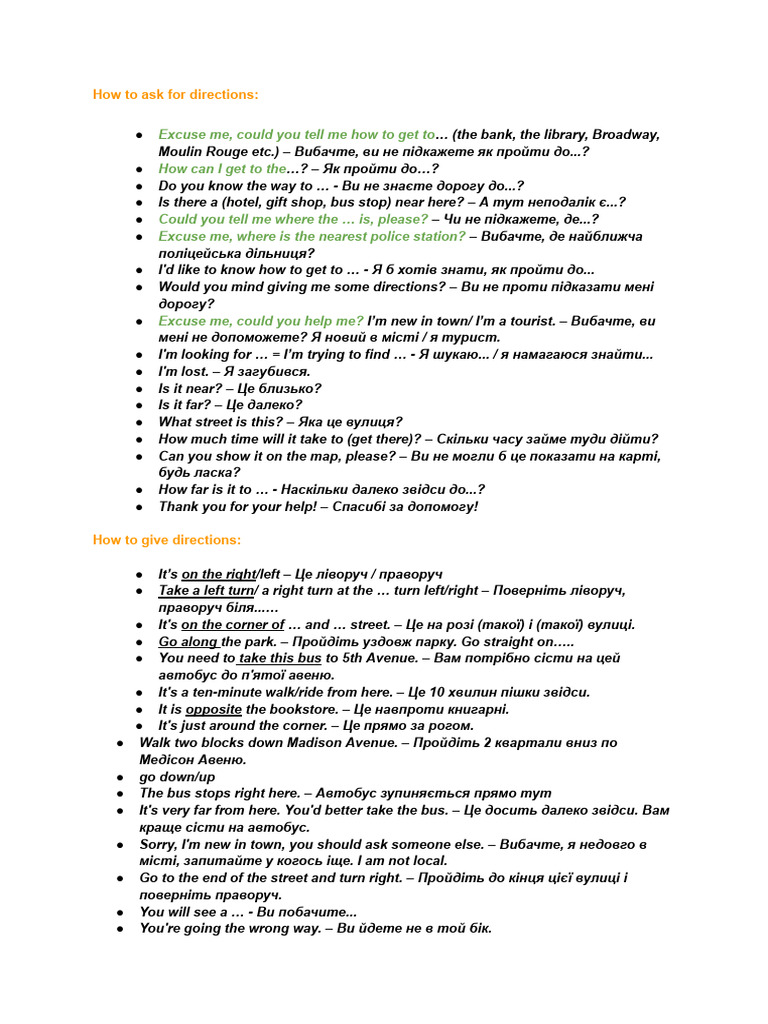 Giving Directions | PDF