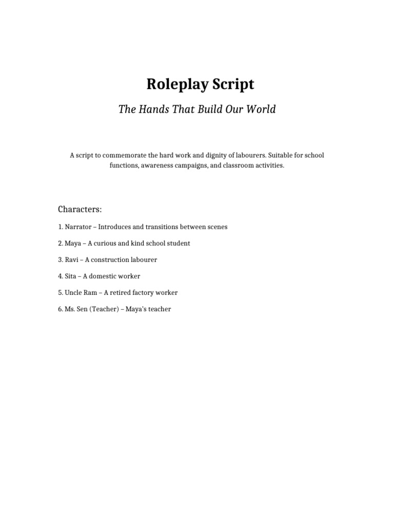 Labour Day Roleplay Script | PDF