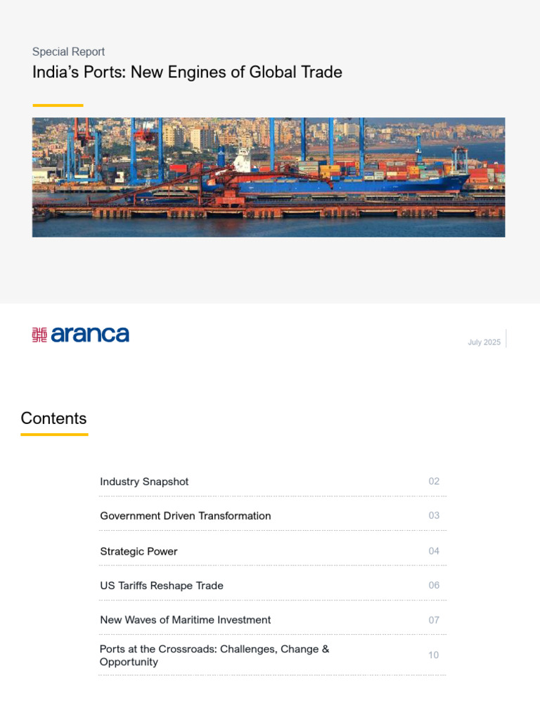 Indias Ports New Engines of Global Trade Final | PDF | Port | Economies