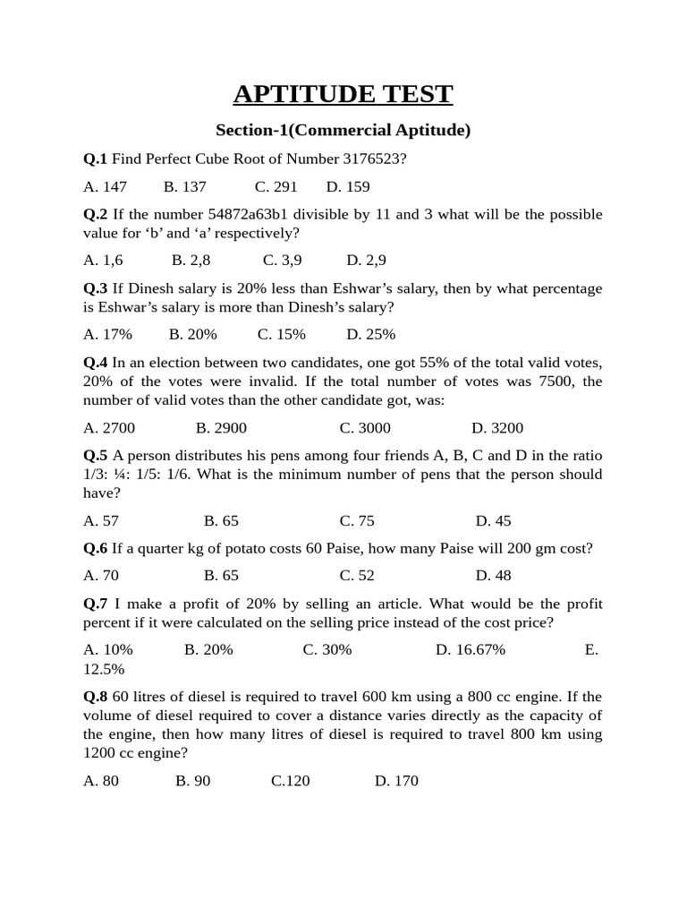 BBA Placement Rank Questions | PDF