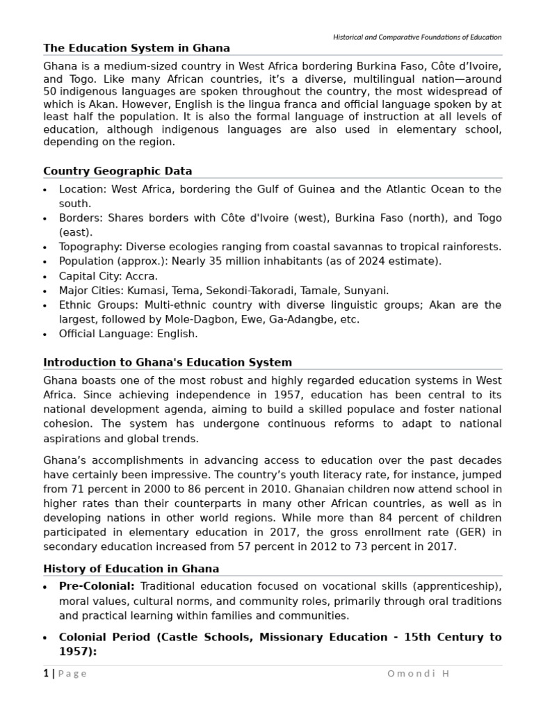 The Education System in Ghana 2025 | PDF | Teachers | Curriculum