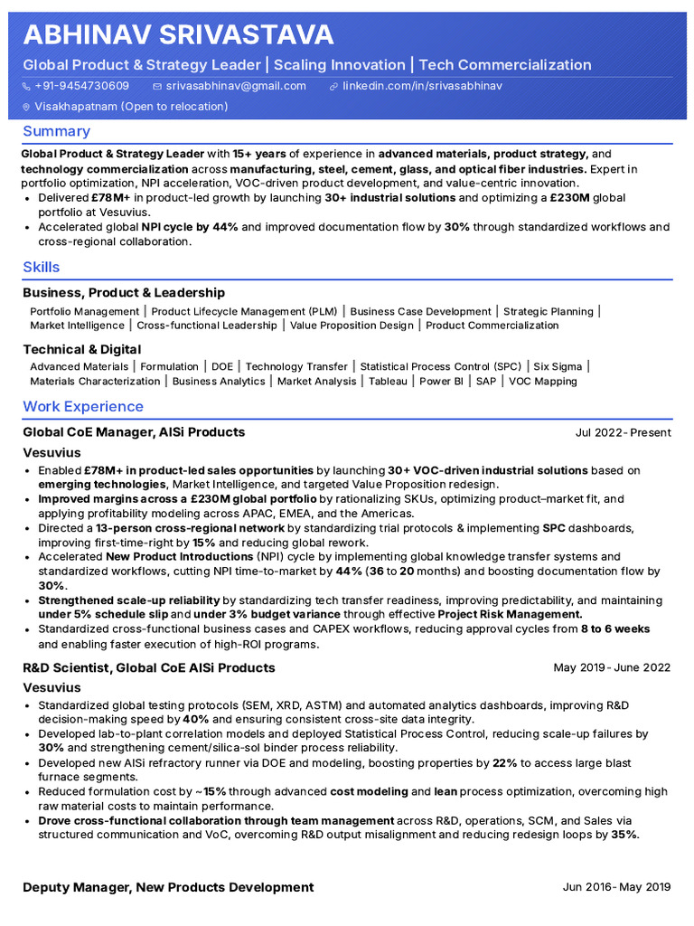 Abhinav's Exide Energy - Resume | PDF