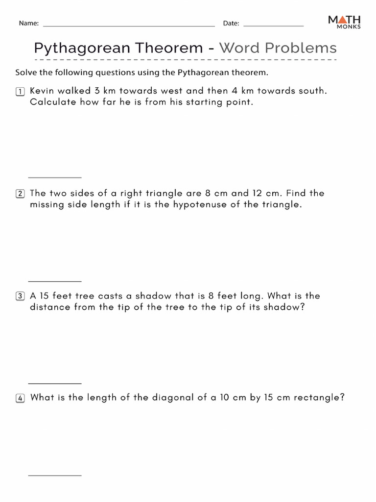 Pythagorean Word-Problems - 1 | PDF