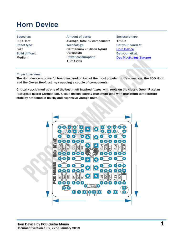 Horn Device PCB Building Docs | PDF | Capacitor | Bipolar Junction ...